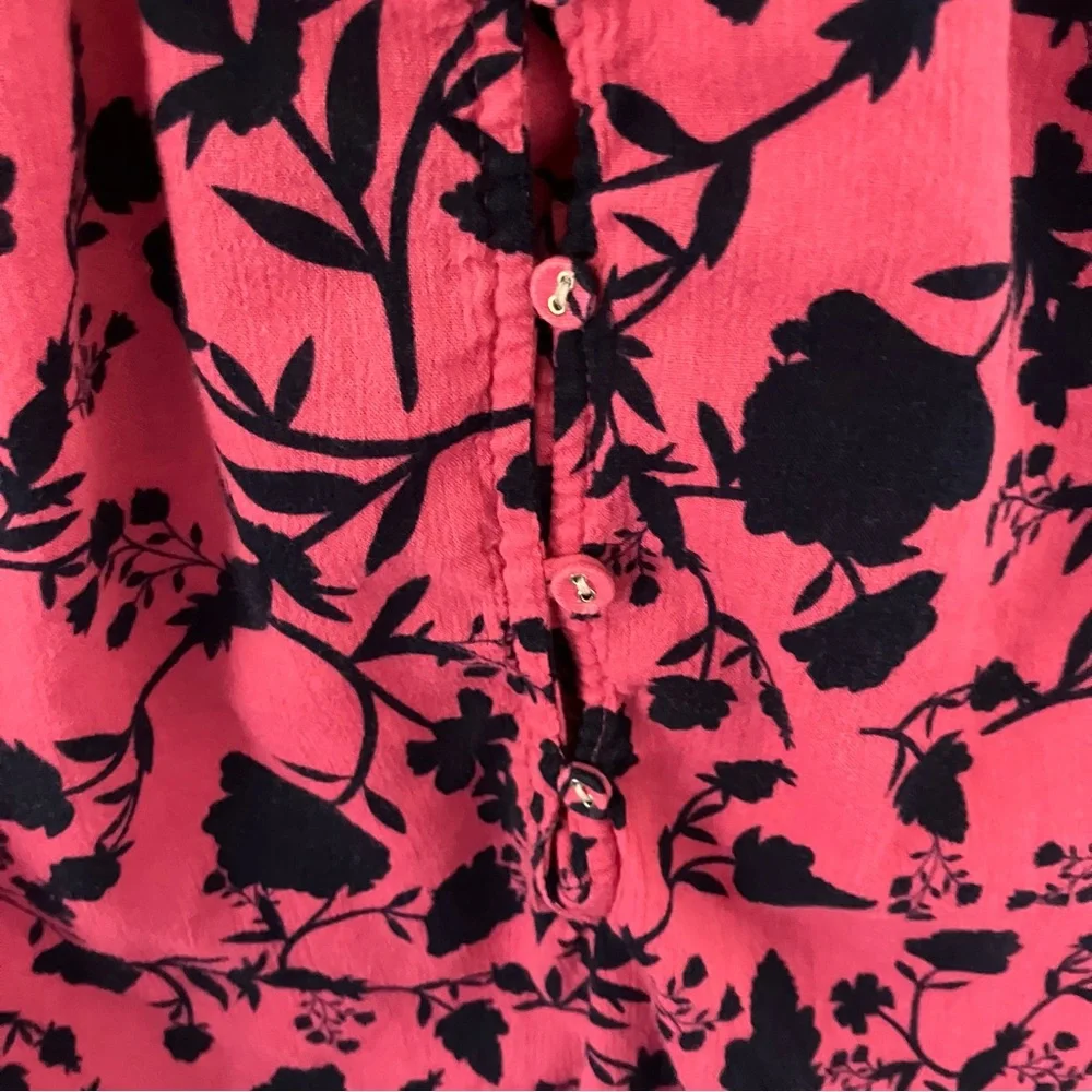 St. John's Bay Small Pink and Dark Navy Floral Blouse - Picture 6 of 10